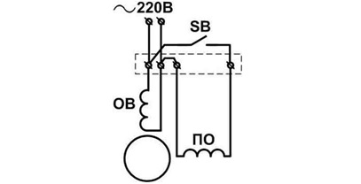 Wiring diagram for a single-phase asynchronous motor