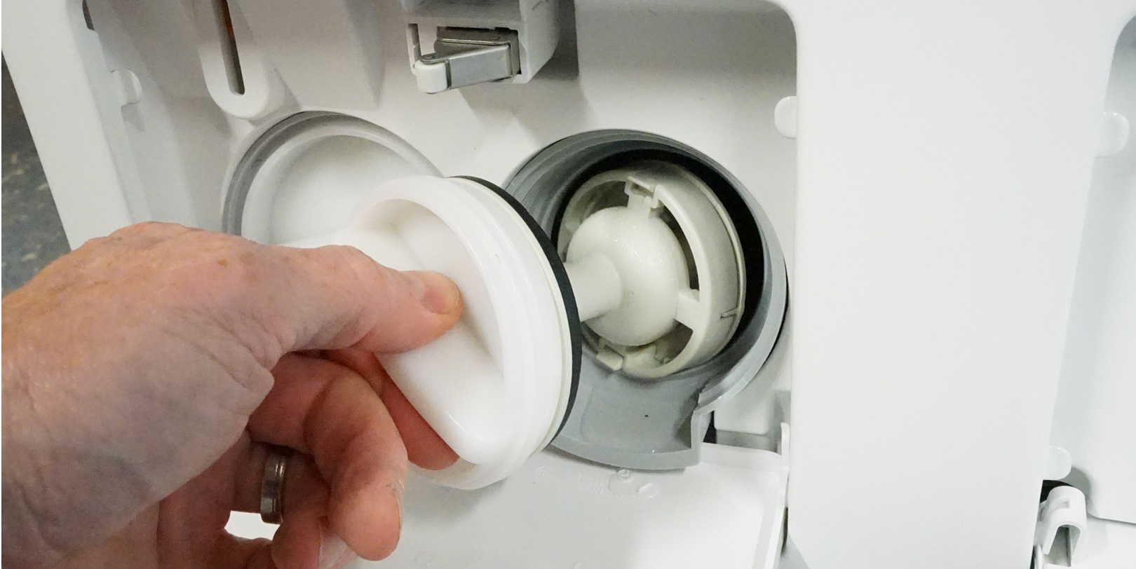 we drain the water through a trash filter