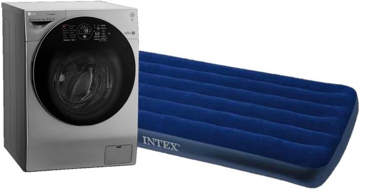 Is it acceptable to put an inflatable mattress in a washing machine?