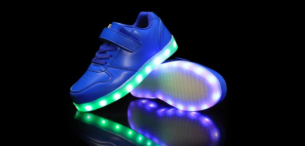 The glowing sneakers are packed with LEDs.