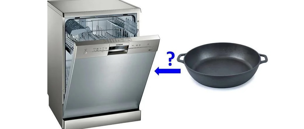 washing a cast iron skillet in the dishwasher