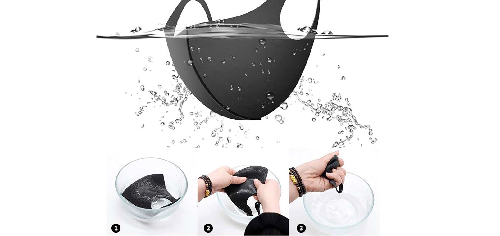 Instructions for washing a reusable mask