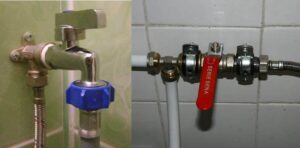 Отваряне на крана за подаване на вода към пералнята