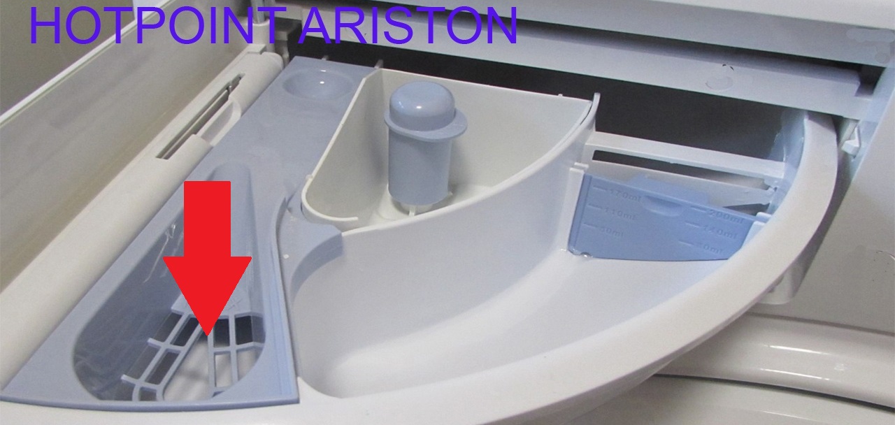 rinse aid compartment in a Hotpoint-Ariston washing machine