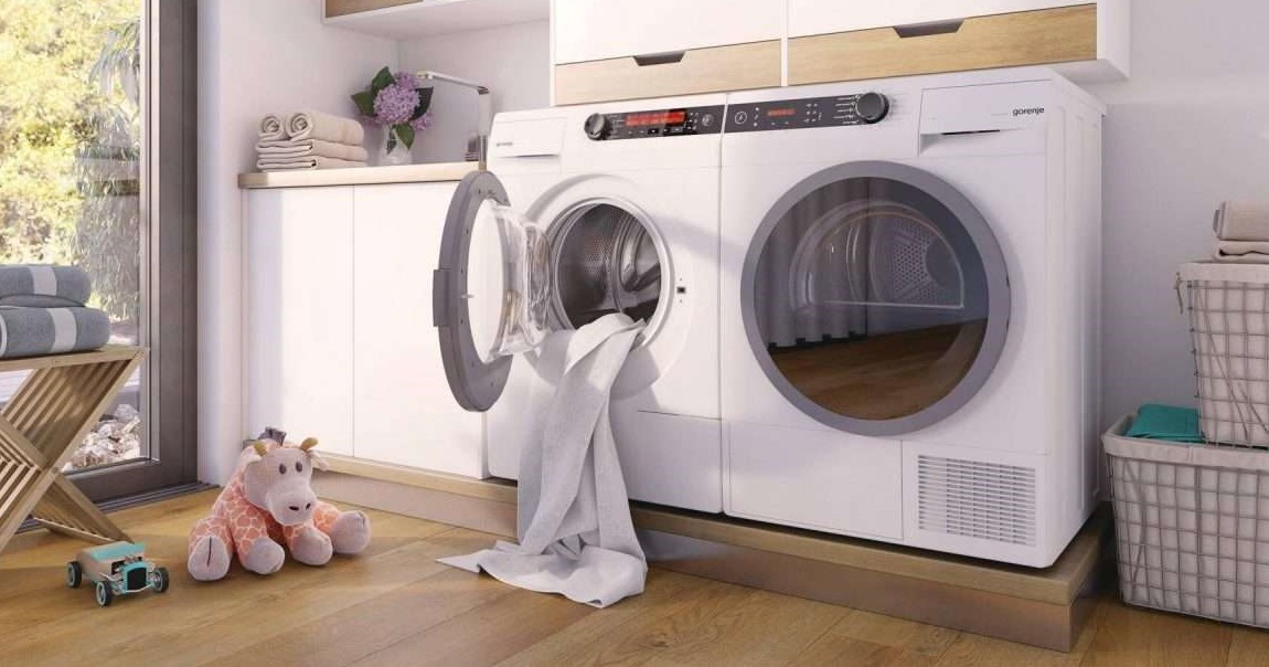 a dryer and a washing machine in a row