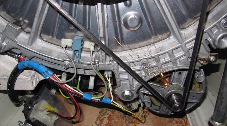 the car engine is sparking