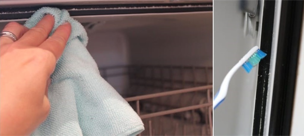wipe the rubber seals of the dishwasher