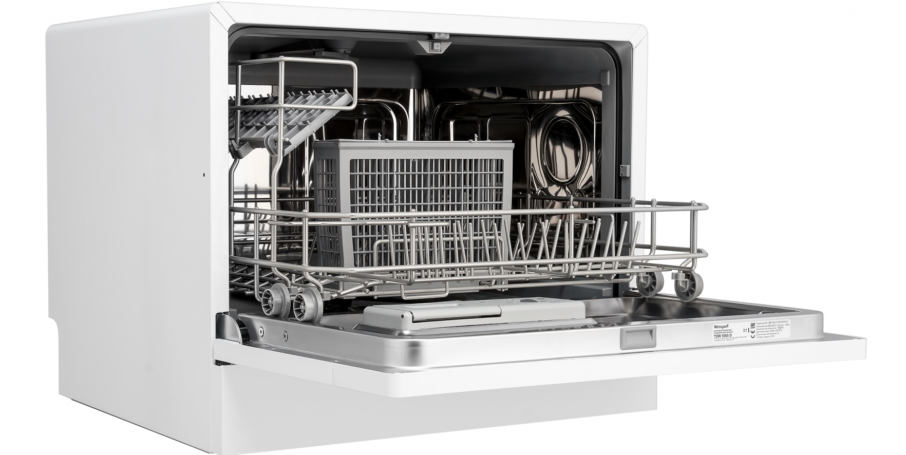 countertop dishwasher with open door