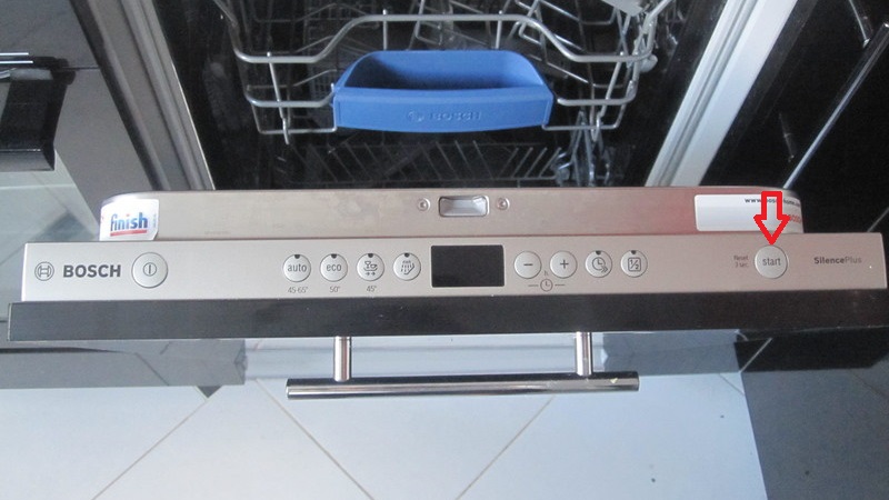start button on the dishwasher