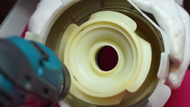 we drill holes in the plastic pump body