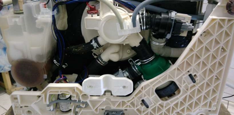 water in the dishwasher tray