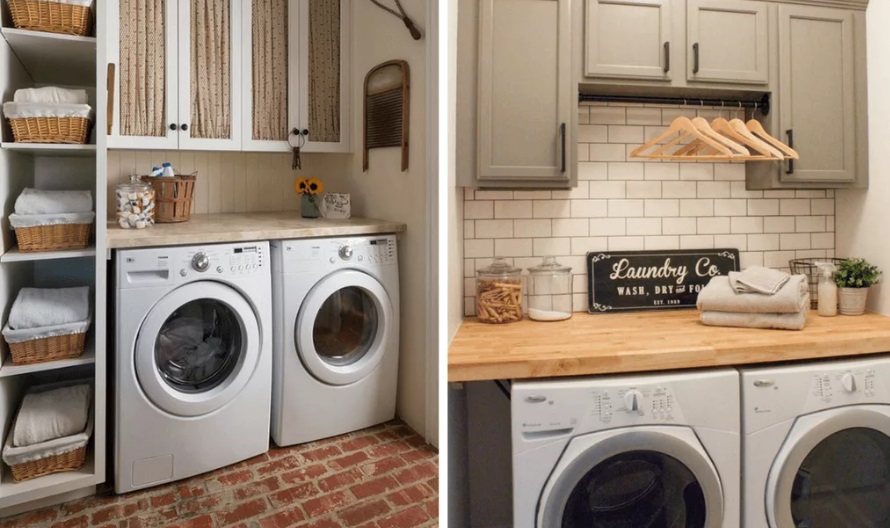 installing a washing machine and dryer in a row