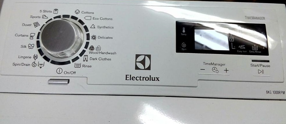 Electrolux top-loading washing machine's English-language control panel