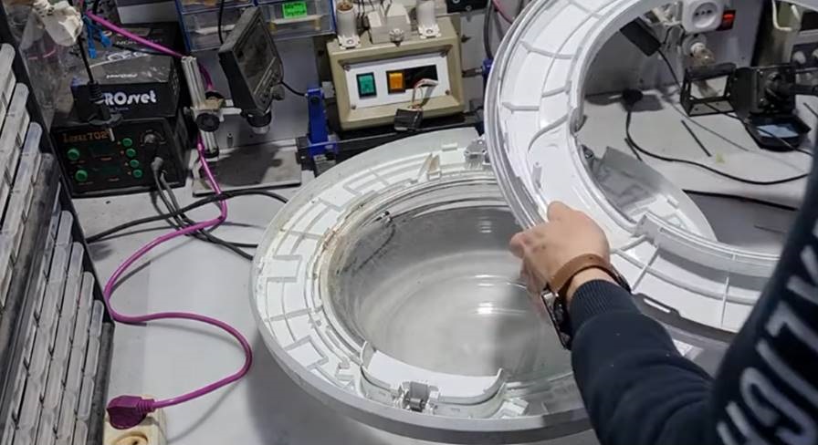 we separate the halves of the hatch door