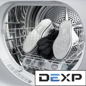 Drying shoes in a Dexp tumble dryer