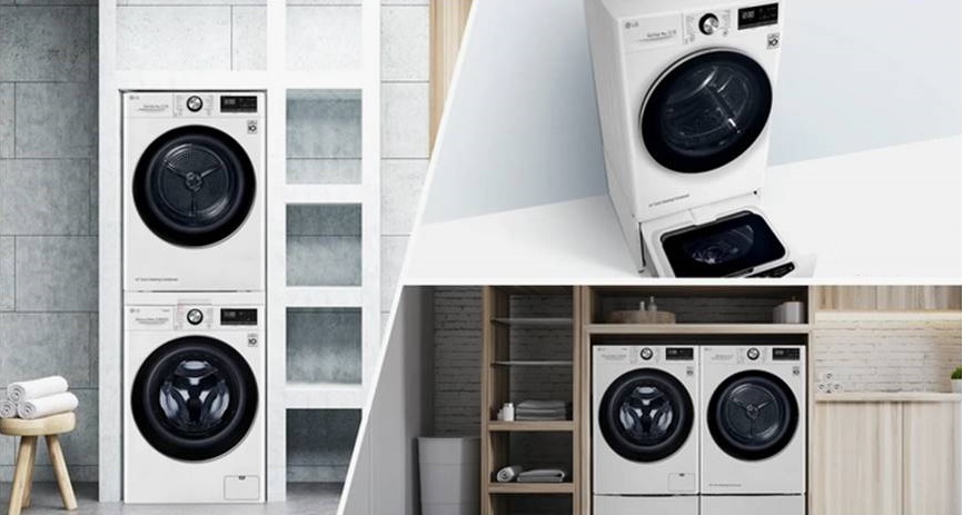 LG dryer next to the washing machine or in a column